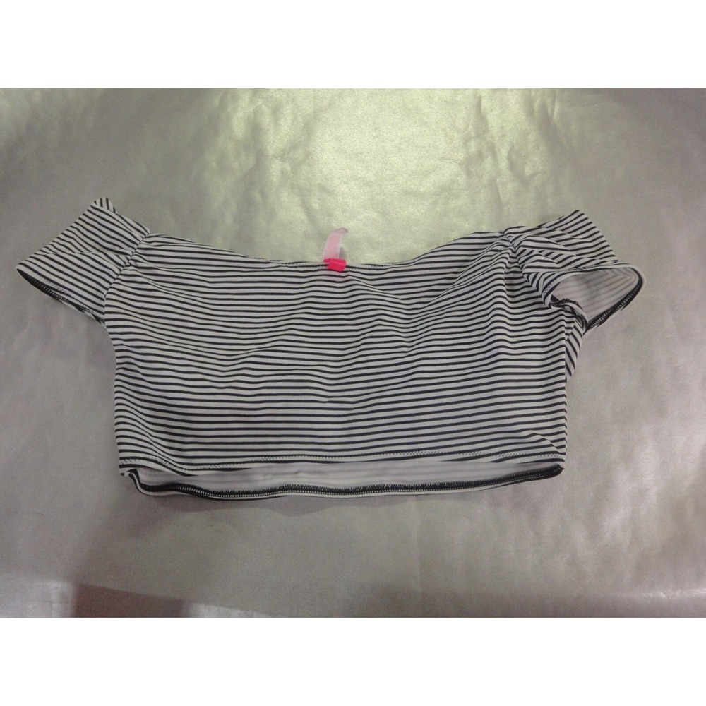 Victorias Secret Small black white stripe crop top shirt style bathing suit top‎